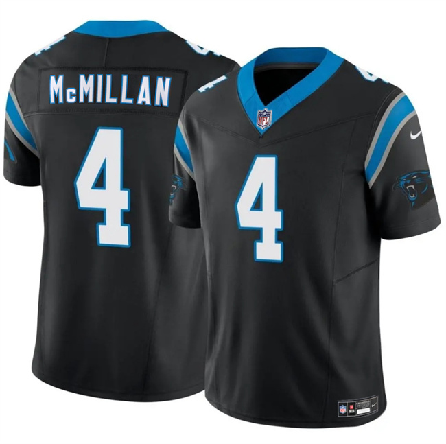 Men's Carolina Panthers #4 Tetairoa McMillan Black 2025 Draft F.U.S.E. Vapor Limited Stitched Football Jersey