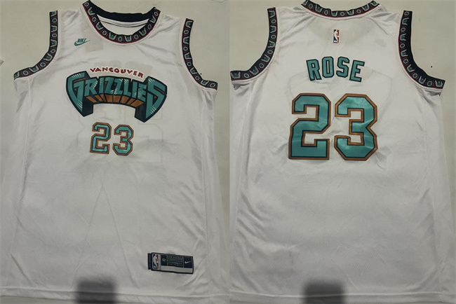 Men's Memphis Grizzlies #23 Derrick Rose White Stitched Basketball Jersey