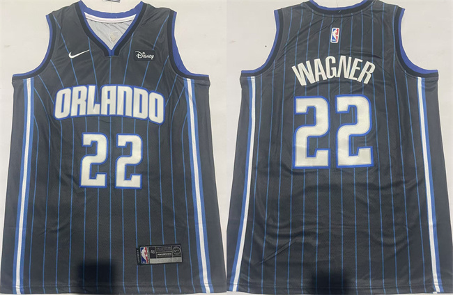 Men's Orlando Magic #22 Franz Wagner Black Icon Edition Stitched Basketball Jersey