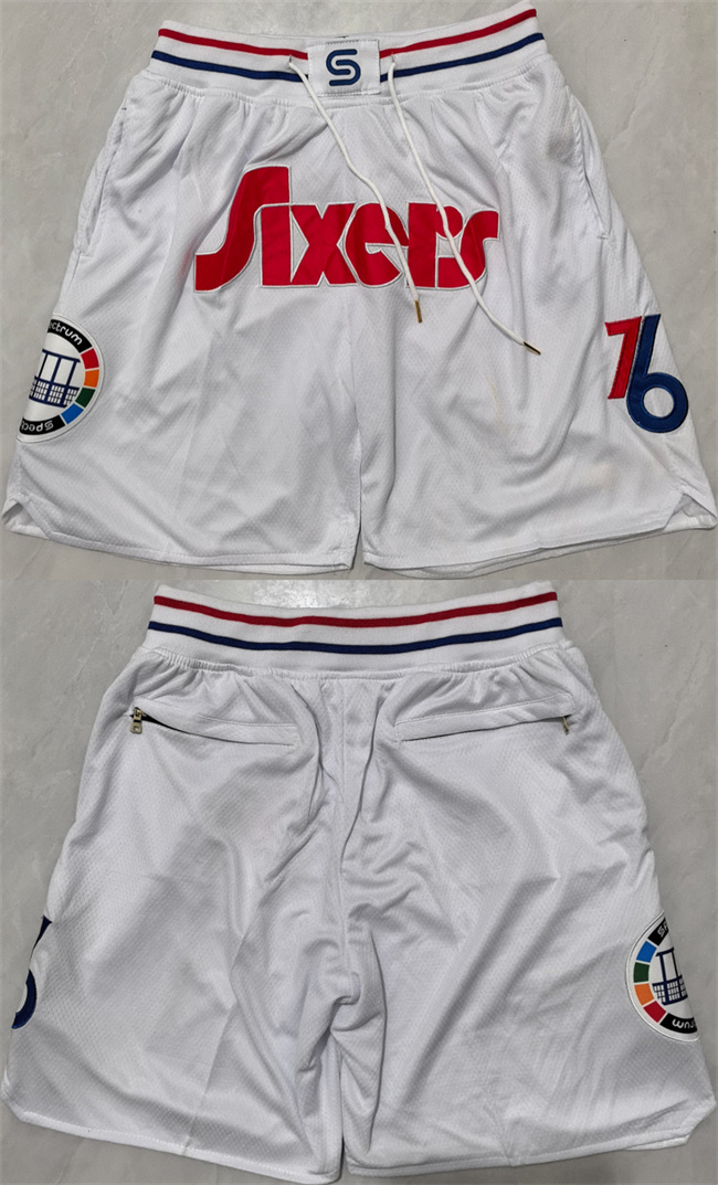 Men's Philadelphia 76ers White Shorts (Run Small)