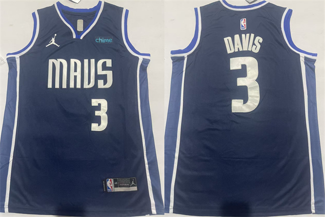Men's Dallas Mavericks #3 Anthony Davis Navy 2025 Statement Edition Stitched Basketball Jersey