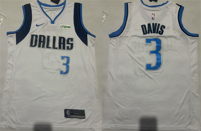 Men's Dallas Mavericks #3 Anthony Davis White 2025 Association Edition Stitched Basketball Jersey
