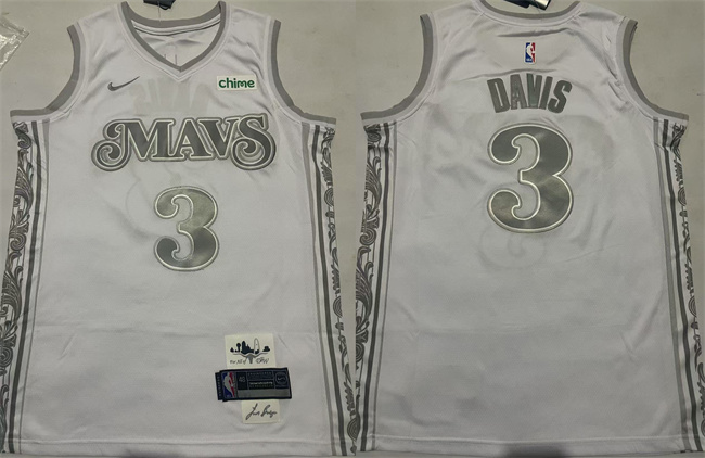 Men's Dallas Mavericks #3 Anthony Davis White 2025 City Edition Stitched Basketball Jersey