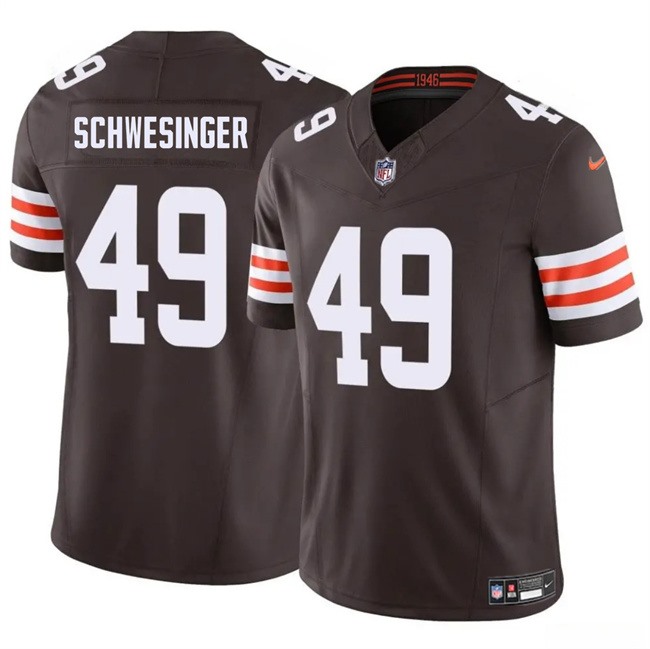 Men's Cleveland Browns #49 Carson Schwesinger Brown 2025 Draft F.U.S.E. Vapor Limited Stitched Football Jersey