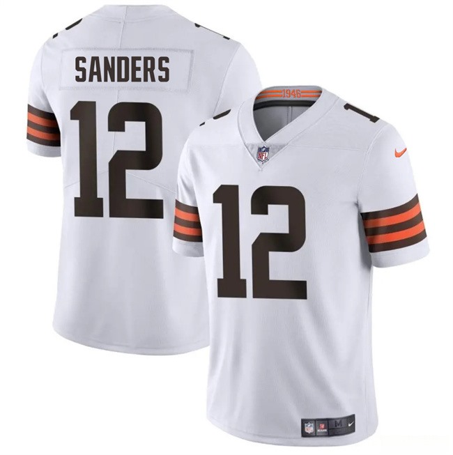 Men's Cleveland Browns #12 Shedeur Sanders White 2025 Draft Vapor Untouchable Limited Stitched Football Jersey