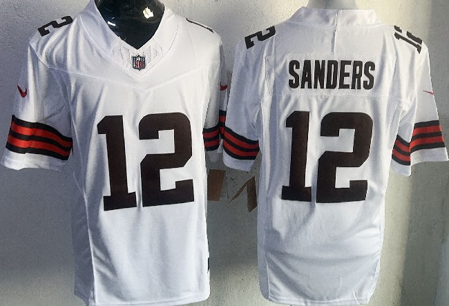 Men's Cleveland Browns #12 Shedeur Sanders White 2025 Draft F.U.S.E. Vapor Limited Stitched Football Jersey