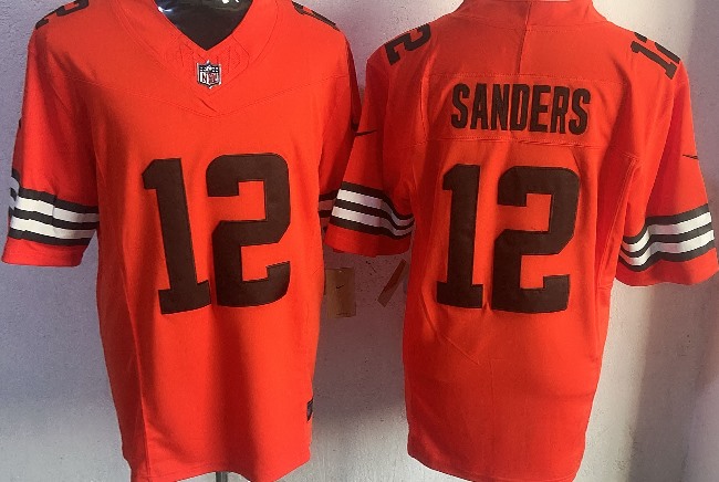 Men's Cleveland Browns #12 Shedeur Sanders Orange  2025 Draft F.U.S.E. Vapor Limited Stitched Football Jersey