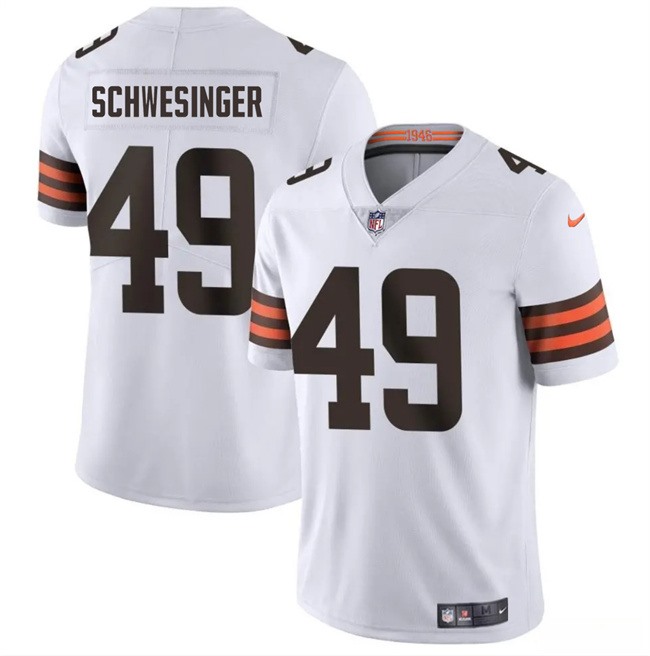Men's Cleveland Browns #49 Carson Schwesinger White 2025 Draft Vapor Untouchable Limited Stitched Football Jersey