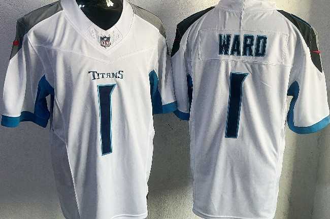 Men's Tennessee Titans #1 Cameron Ward White 2025 Draft Vapor Untouchable Stitched Football Jersey