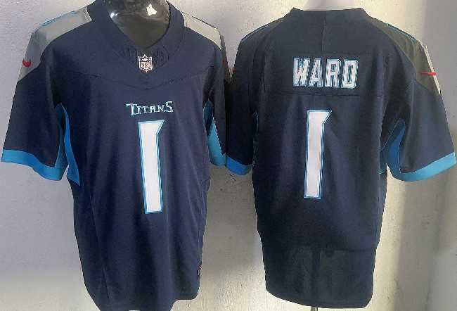 Men's Tennessee Titans #1 Cameron Ward Navy 2025 Draft F.U.S.E. Vapor Limited Stitched Football Jersey