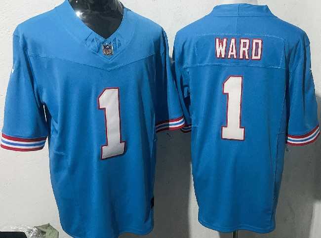 Men's Tennessee Titans #1 Cameron Ward Blue 2025 Draft F.U.S.E. Throwback Vapor Limited Stitched Football Jersey