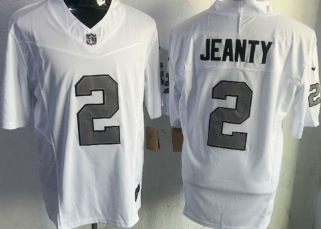 Men's Las Vegas Raiders #2 Ashton Jeanty White 2025 F.U.S.E. Vapor Stitched Football Jerseys