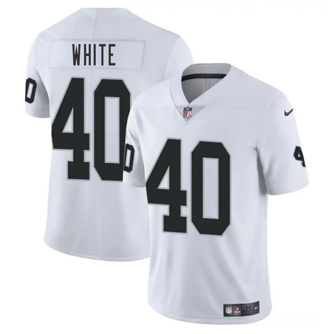 Men's Las Vegas Raiders #40 Devin White White 2025 Vapor Stitched Football Jersey