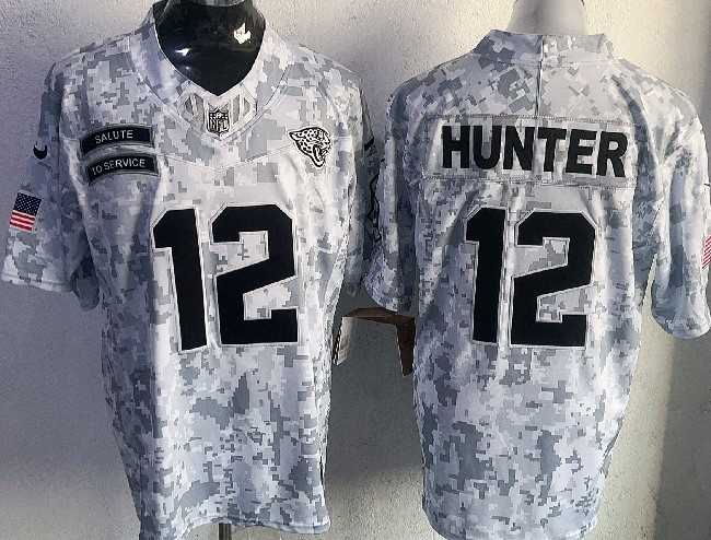 Men's Jacksonville Jaguars #12 Travis Hunter 2025 F.U.S.E Arctic Camo Salute To Service Limited Stitched Football Jersey