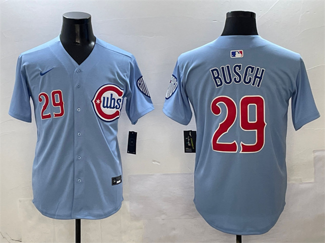 Men's Chicago Cubs #29 Michael Busch Blue 2025 2nd Alternate Limited Stitched Baseball Jersey