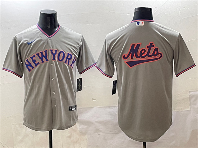 Men's New York Mets Team Big Logo Grey 2025 Limited Stitched Baseball Jersey
