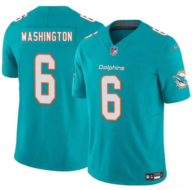 Men's Miami Dolphins #6 Malik Washington Aqua 2025 F.U.S.E. Vapor Limited Stitched Football Jersey