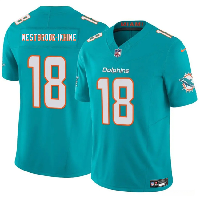 Men's Miami Dolphins #18 Nick Westbrook-Ikhine Aqua 2025 F.U.S.E. Vapor Limited Stitched Football Jersey