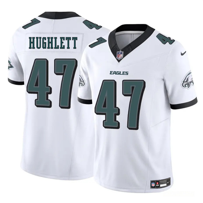 Men's Philadelphia Eagles #47 Charley Hughlett White 2024 New F.U.S.E. Vapor Untouchable Limited Stitched Football Jersey