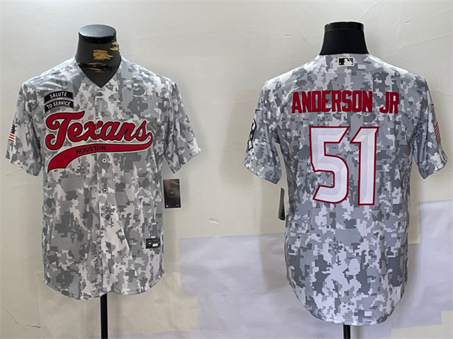 Men's Houston Texans #51 Will Anderson Jr 2024 Arctic Camo Salute To Service Stitched Baseball Jersey