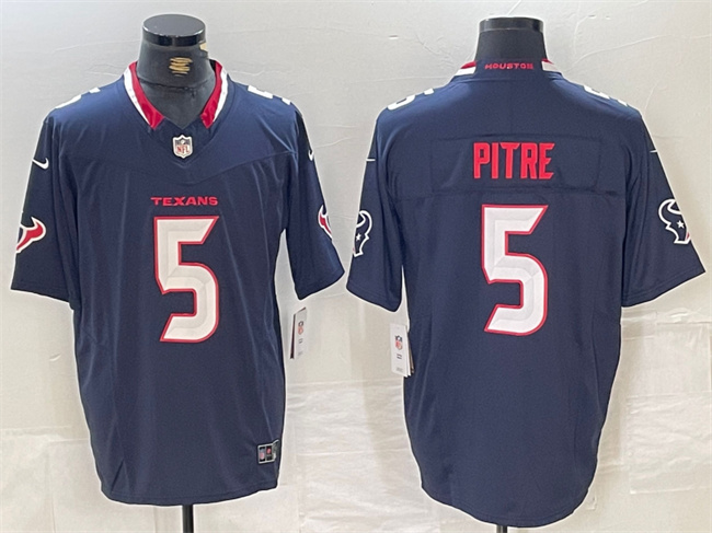 Men's Houston Texans #5 Jalen Pitre Navy F.U.S.E. Vapor Limited Stitched Football Jersey