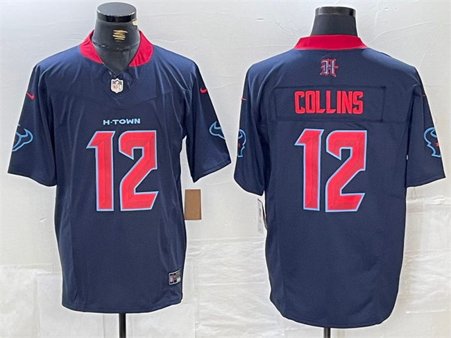 Men's Houston Texans #12 Nico Collins Navy 2nd Alternate F.U.S.E. Vapor Limited Stitched Football Jersey