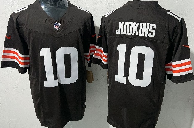Men's Cleveland Browns #10 Quinshon Judkins Brown 2025 Draft F.U.S.E. Vapor Limited Stitched Football Jersey