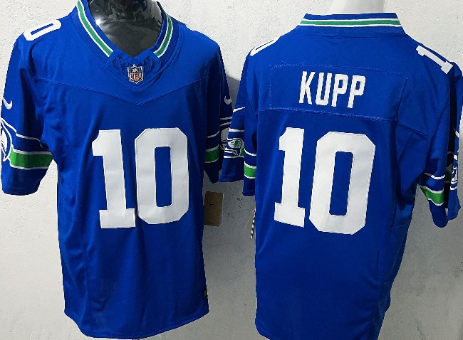 Men's Seattle Seahawks #10 Cooper Kupp Royal 2025 F.U.S.E Throwback Vapor Limited Stitched Football Jersey