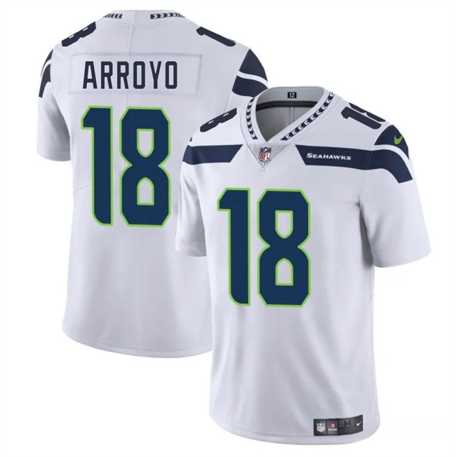 Men's Seattle Seahawks #18 Elijah Arroyo White 2025 Draft Vapor Limited Stitched Football Jersey