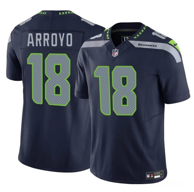 Men's Seattle Seahawks #18 Elijah Arroyo Navy 2025 Draft F.U.S.E Vapor Limited Stitched Football Jersey