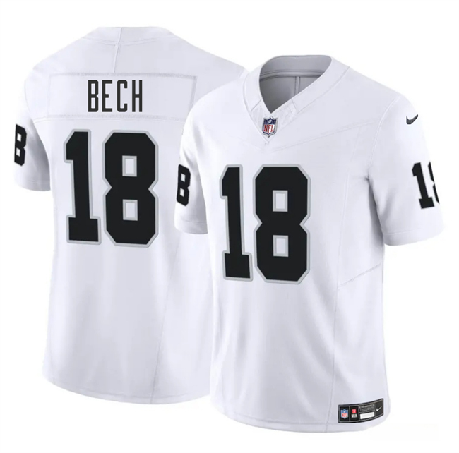 Men's Las Vegas Raiders #18 Jack Bech White 2025 Draft F.U.S.E. Vapor Untouchable Limited Stitched Football Jersey