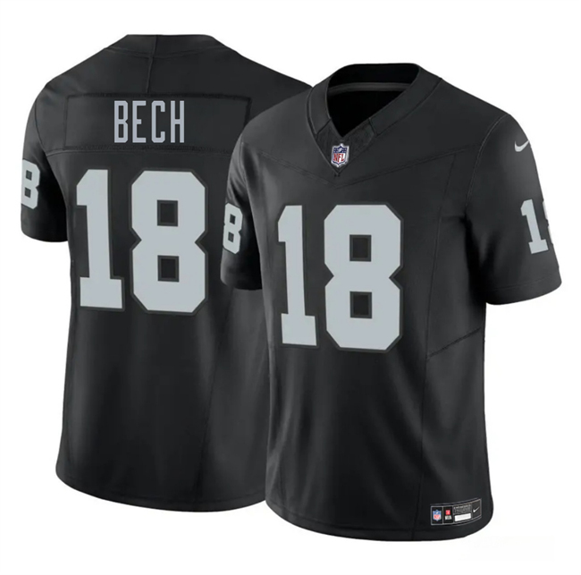 Men's Las Vegas Raiders #18 Jack Bech Black 2025 Draft F.U.S.E. Vapor Untouchable Limited Stitched Football Jersey