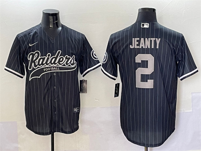Men's Las Vegas Raiders #2 Ashton Jeanty Black Cool Base Stitched Baseball Jersey