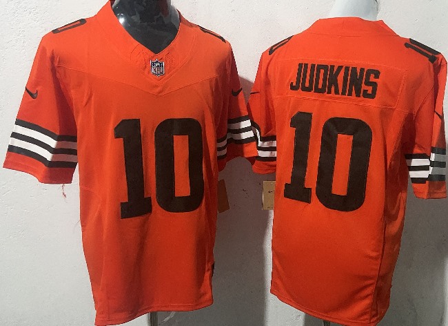 Men's Cleveland Browns #10 Quinshon Judkins Orange 2025 Draft F.U.S.E. Vapor Limited Stitched Football Jersey