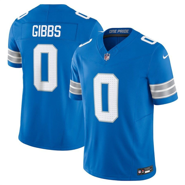 Men's Detroit Lions #0 Jahmyr Gibbs Blue 2025 F.U.S.E. Vapor Limited Stitched Jersey