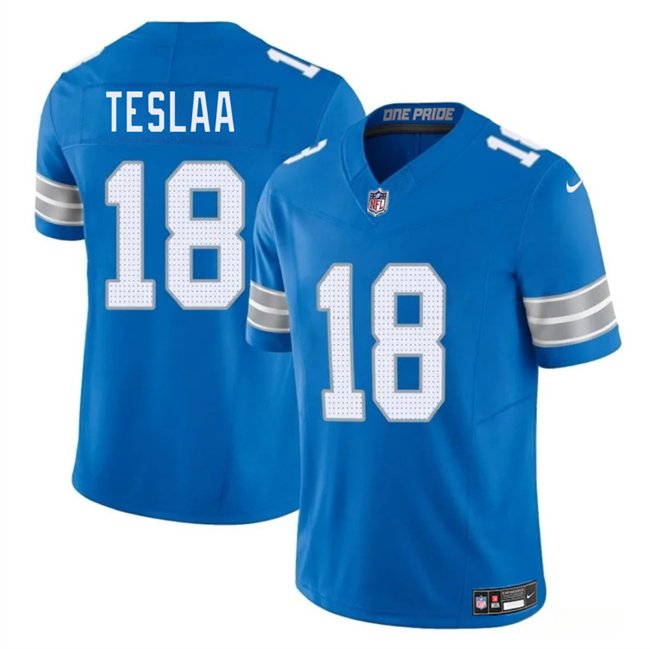 Men's Detroit Lions #18 Isaac TeSlaa Blue 2025 Draft F.U.S.E. Vapor Limited Stitched Jersey