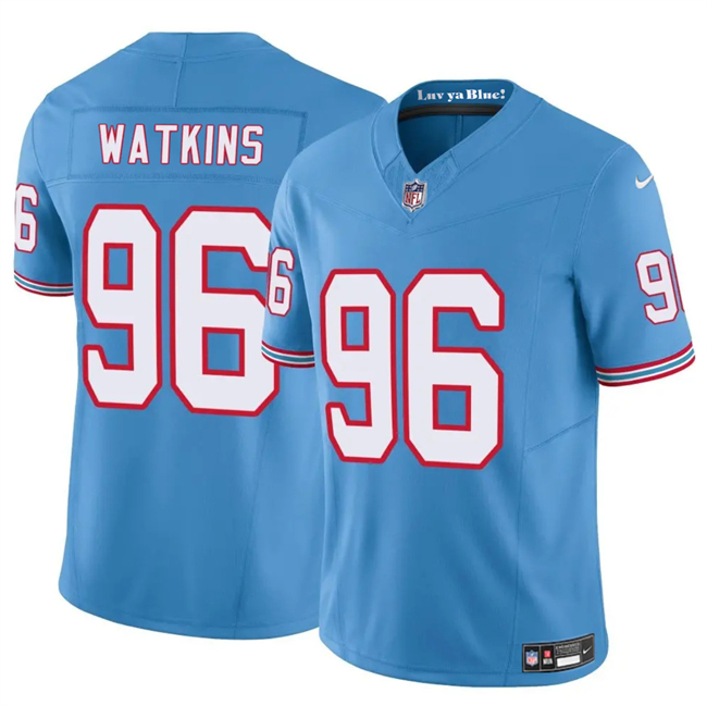 Men's Tennessee Titans #96 Carlos Watkins Blue 2025 F.U.S.E. Throwback Vapor Limited Stitched Football Jersey