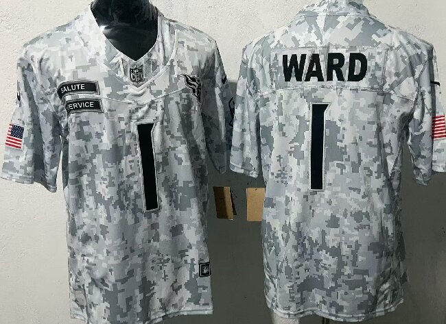 Men's Tennessee Titans #1 Cameron Ward 2025 F.U.S.E Arctic Camo Salute To Service Limited Stitched Football Jersey