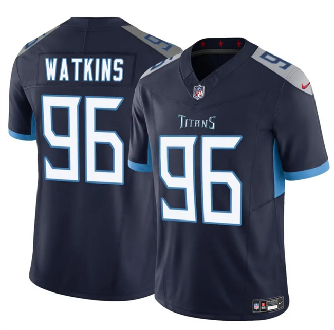Men's Tennessee Titans #96 Carlos Watkins Navy 2025 F.U.S.E. Vapor Limited Stitched Football Jersey