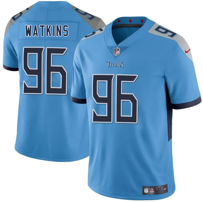Men's Tennessee Titans #96 Carlos Watkins Blue 2025 Vapor Limited Stitched Football Jersey