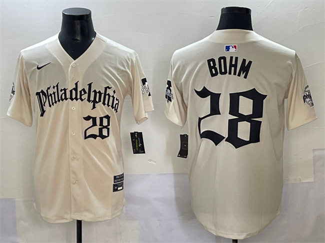 Men's Philadelphia Phillies #28 Alec Bohm Cream Gothic Vapor Limited Stitched Jersey
