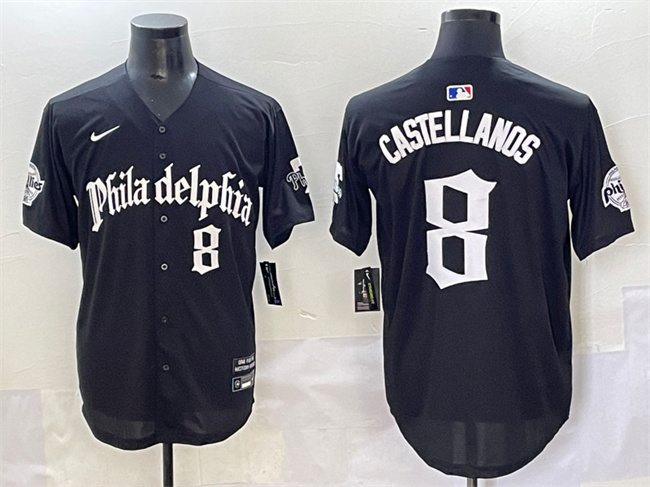 Men's Philadelphia Phillies #8 Nick Castellanos Black Gothic Vapor Limited Stitched Jersey