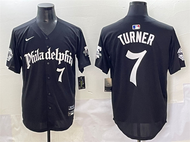 Men's Philadelphia Phillies #7 Trea Turner Black Gothic Vapor Limited Stitched Jersey