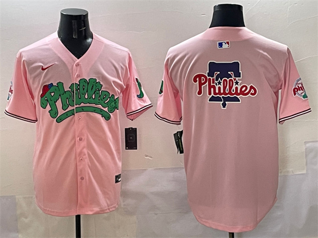 Men's Philadelphia Phillies Team Big Logo Pink Phanatic Limited Stitched Jersey