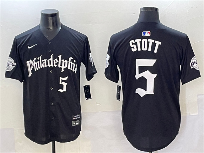 Men's Philadelphia Phillies #5 Bryson Stott Black Gothic Vapor Limited Stitched Jersey