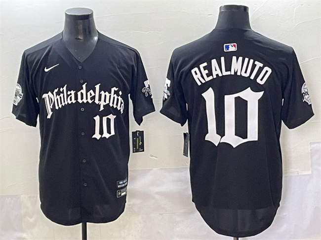 Men's Philadelphia Phillies #10 J.T. Realmuto Black Gothic Vapor Limited Stitched Jersey