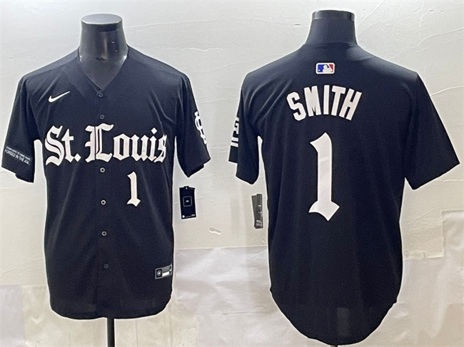 Men's St. Louis Cardinals #1 Ozzie Smith Black 'Gothic Legacy Edition' Vapor Premier Limited Stitched Baseball Jersey