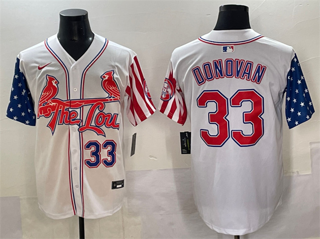 Men's St.Louis Cardinals #33 Brendan Donovan White Independence Day Vapor Premier Limited Stitched Baseball Jersey
