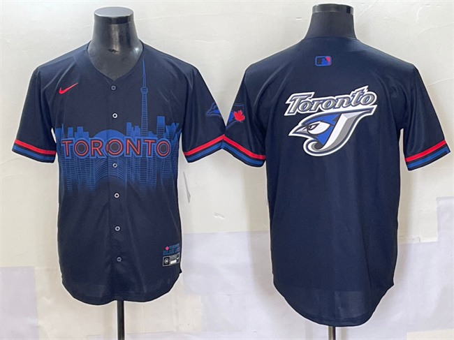 Men's Toronto Blue Jays Team Big Logo Navy 2024 City Connect Limited Stitched Baseball Jersey