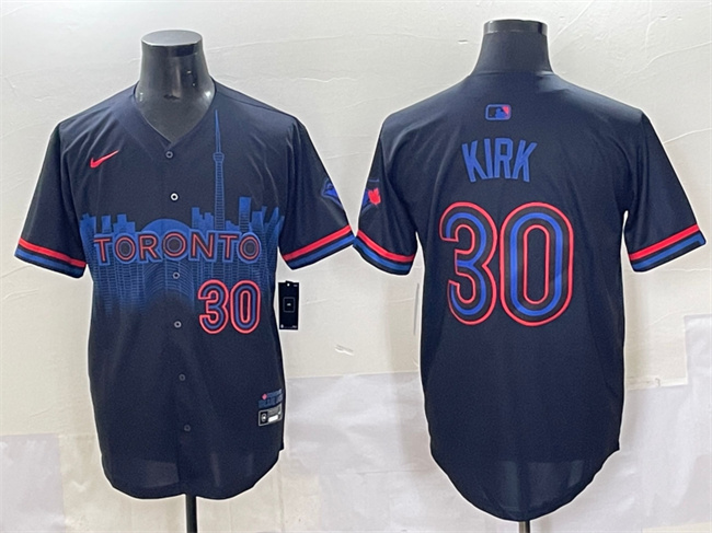 Men's Toronto Blue Jays #30 Alejandro Kirk Navy 2024 City Connect Limited Stitched Baseball Jersey